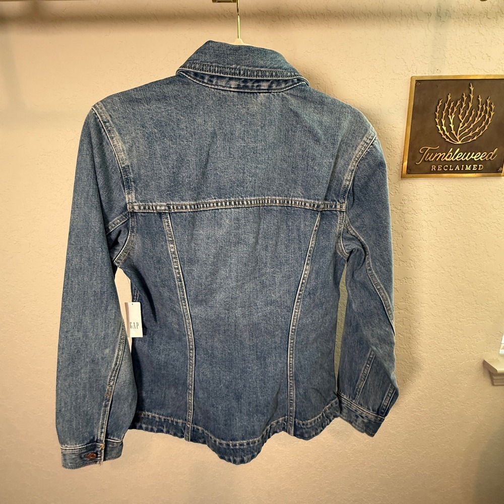 GAP Womens Medium Wash Denim Trucker Jacket Blue 100% Cotton Size S NWT - Picture 5 of 7